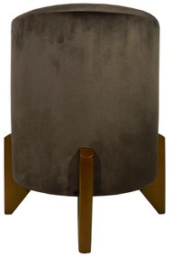 Puff Redondo Evo Peach em Veludo com Pés Escandinavo - Marrom - Pequeno 35cm