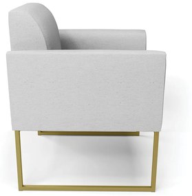 Kit 2 Poltronas Base Industrial Dourado Marisa Linho Cinza A05 D03 - D'Rossi