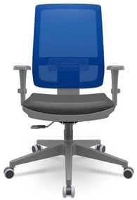 Cadeira Brizza Diretor Grafite Tela Azul Assento Vinil Preto Base RelaxPlax Piramidal - 66335 Sun House
