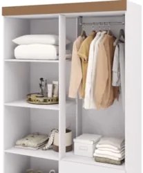 Guarda Roupa Solteiro 103cm Com Espelho Ideal Flex Branco - Vila Rica