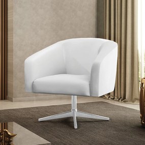Poltrona Decorativa Giratória Cromada Stella Sintético D03 - D'Rossi - Branco