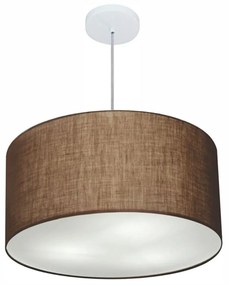 Lustre Pendente Cilíndrico Md-4101 Cúpula em Tecido 60x30cm Café - Bivolt