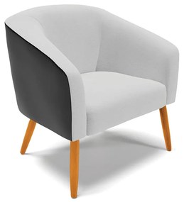 Poltrona Decorativa Pé Palito Castanho kit 2 Stella Preto/Linho Cinza D03 - D'Rossi