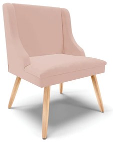 Kit 10 Cadeiras de Jantar Liz Veludo Rosê Pés Palito Natural D03 - D'Rossi