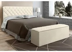 Cabeceira Cama Box Casal Queen 160cm com Calçadeira Baú Paris Veludo B