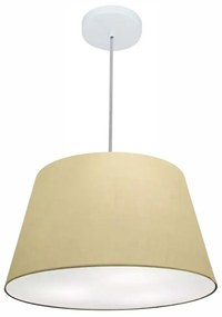 Lustre Pendente Cone Md-4021 Cúpula em Tecido 21/40x30cm Algodão Crú - Bivolt