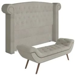 Cabeceira Cama Box Queen 160cm Provença e Recamier Veneto Z37 Boucle C