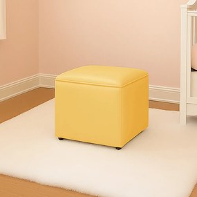 Puff Decorativo Quadrado para Sala Lígia Sintético E03 - D'Rossi - Amarelo