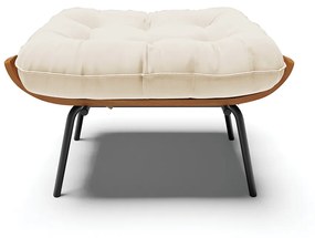 Puff Costela Suede Bege Base Metálica Preto - D'Rossi