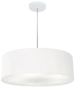 Lustre Pendente Cilíndrico Md-4217 Cúpula em Tecido 50x15cm Branco - Bivolt