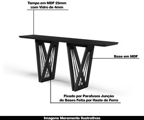 Aparador Decorativo 180cm Giaguaro Preto/Ébano G13 - Gran Belo