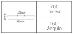 Arandela Wing 52X15X8Cm Led 10W 4000K Ip44 Branco | Opus Hm 80693