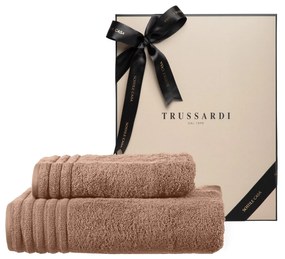 Jogo Toalha de Banho e Rosto Trussardi 100% Algodão Imperiale c/ Caixa de Presente - Argila  Argila