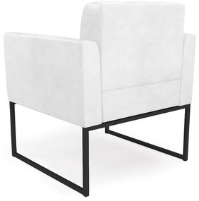 Poltrona Sala Decorativa Elisa Industrial Preto Sintético Pu D03 - D'Rossi - Couro Branco