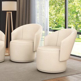 Poltrona Decorativa Orgânica Fixa para Sala Kit 2 Malu Sintético M11 - D'Rossi - Bege