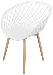 Cadeira Leroy em Polipropileno Branco com Base Aco cor Madeira - 68727 Sun House