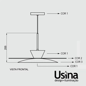 Pendente Tule Ø50X25,5Cm 1Xmr16 - Usina 25122/50 (BT - Branco Texturizado, TT-M - Titânio Metálico)