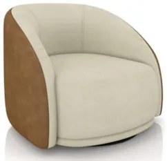 Poltrona Decorativa Orgânica Giratória Lya Z32 Boucle Bege/Sintético M
