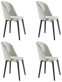 Kit 4 Cadeiras Decorativas Sala de Jantar Madeira Maciça Hadassa Linho Bege/Ébano G13 - Gran Belo