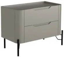 Mesa Cabeceira Quarto 68cm 2 Gavetas Becca Grigio/Preto I06 - Mpozenat