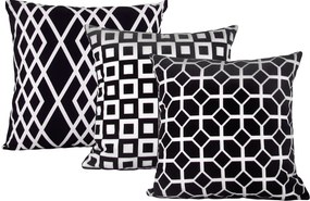 3 Capas para Almofada Soft Turim Geométrico Preto 43x43cm