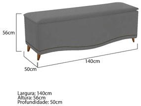Calçadeira Estofada Yasmim 140 cm Casal Suede Cinza - ADJ Decor