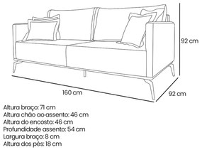 Sofá 2 Lugares Escritório Recepção Calypso SPZ 160cm Linho - ADJ Decor
