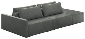 Sofá Ilha Modulado Milos 232cm Puff Lateral Linho Cinza Escuro G33 - Gran Belo