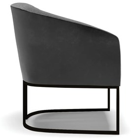 Poltrona Stella Corano Preto com Linho Grafite A26 Base Industrial Preto - D'Rossi