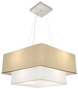 Lustre Pendente Duplo Quadrado Vivare Md-4066 Cúpula em Tecido 50x35cm - Bivolt