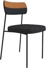 Cadeira Estofada Milli Corano/Linho A14 Caramelo/Grafite - Mpozenato