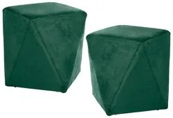 Kit 2 Puffs Decorativos Ametista C-303 Veludo Verde - Domi