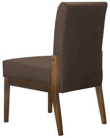 Kit 02 Cadeiras de Jantar Helena Suede Marrom - Decorar Estofados