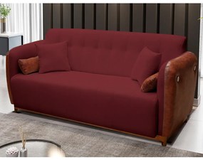 Sofá 3 Lugares Liverpool 1,90 m Compose Corino Ocre/Bordô C/ Botão - Decorar Estofados