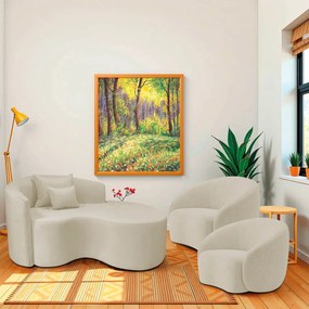 Kit Recamier Curvo Sala de Estar Inglaterra 150cm Lado Direito e 2 Poltronas Orgânica Luxo Amore Bouclé