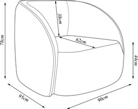 Poltrona Decorativa Sala de Estar Clarke Bouclê Bege G45 - Gran Belo