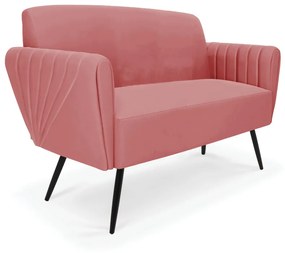 Sofá Namoradeira Pés Palito de Ferro Bruna Suede - D'Rossi - Rose