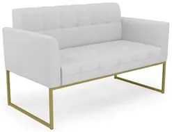 Sofá Namoradeira Base Industrial Dourado Ana Linho Cinza - Ibiza