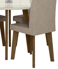 Mesa de Jantar Turmalina com 4 Cadeiras Diamante Pés Oblongo Off White com Pena Caramelo - RV Moveis