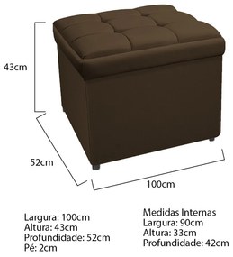 Calçadeira Copenhague 100 cm Solteiro Suede Marrom - ADJ Decor