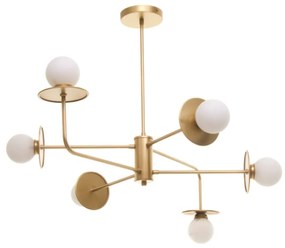 Plafon Mixed Haste Fixa Ø80X60Cm Globo Ø8Cm 6Xg9 - Old Artisan Plf-561... (GRAFITE / COBRE BRILHO, CLEAR (Transparente))
