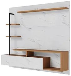 Painel para TV 58 Pol com Bancada Goiás C05 Calacatta/Freijó/Branco Ne