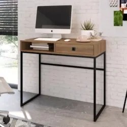 Mesa Escrivaninha Industrial 90cm 1 Gaveta Ivis Mel Z54 - Mpozenat
