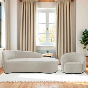 Kit Divã Recamier Orgânico França 160cm Lado Direito e Poltrona Amore Linho