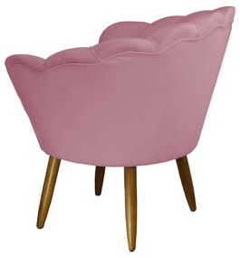Kit 2 Poltronas Decorativas Pétala Pés Palito Suede Rosa - Sheep Estofados