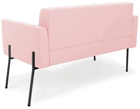Sofá Namoradeira 2 Lugares Pé de Ferro Preto Elisa Suede D03 - D'Rossi - Rosa Bebê