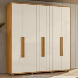 Guarda Roupa Casal 230cm Com 6 Portas Barok Off/Cinamomo Z10 - Mpozena
