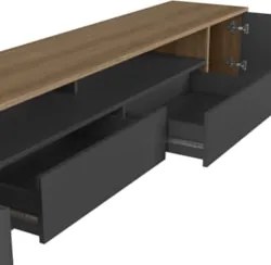 Rack TV 75 Pol 200cm Com LED Pés Palito Caza Mel/Grafite A05 - Mpozena