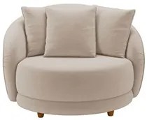 Poltrona Decorativa para Sala 122cm Pés Madeira Kaly M22 Veludo Bege -