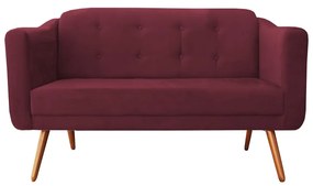 Namoradeira Bruna 1,40 m 2 Lugares Pés Palito Suede Bordô